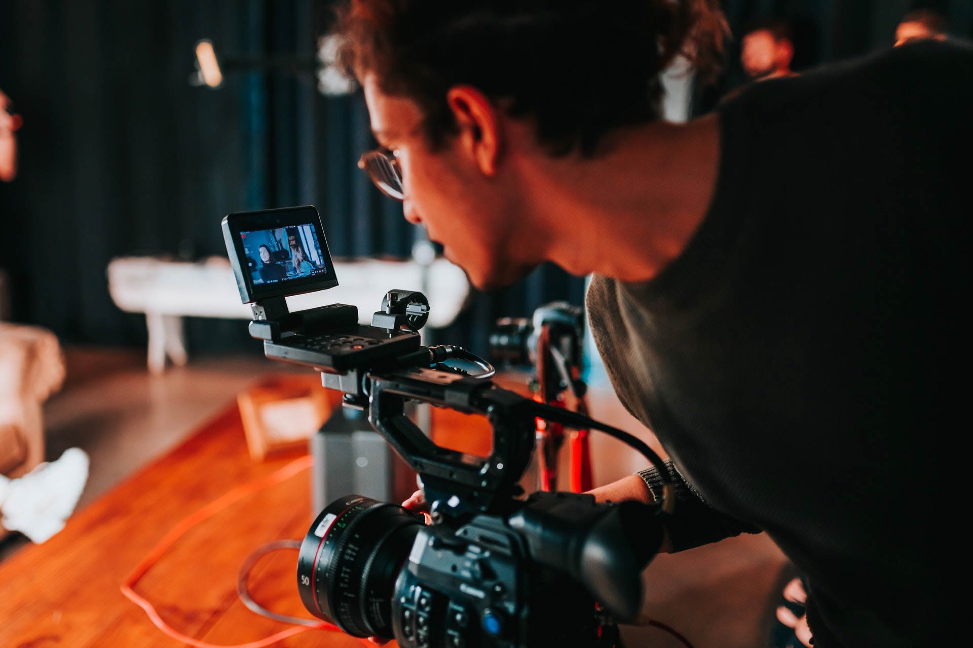 Student using a video camera