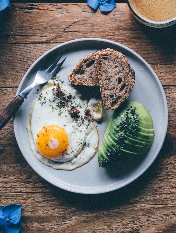 Plate on table with eggs