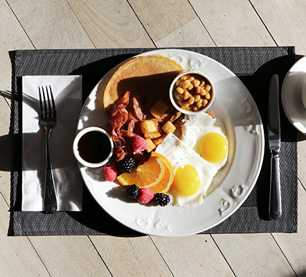 Plate on table with eggs